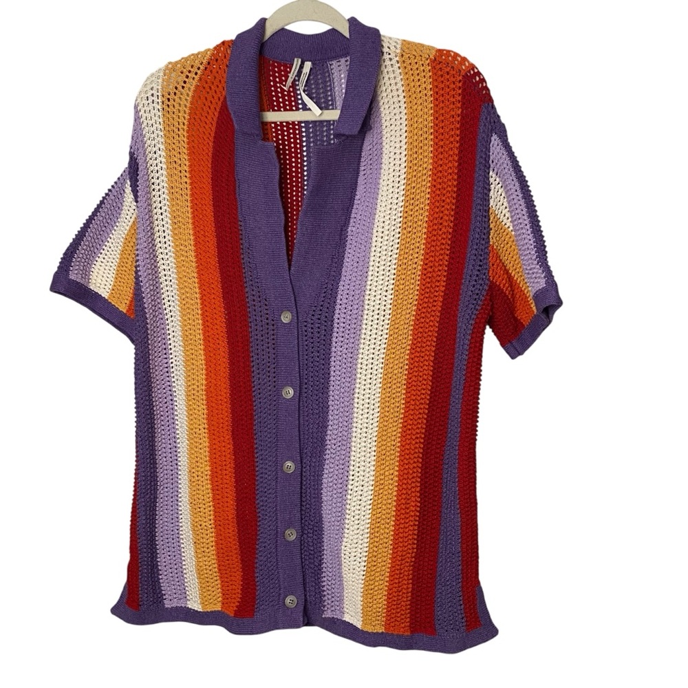 Anthropologie Colorful Striped Crochet Top/Swim Cover - Picture 2 of 6